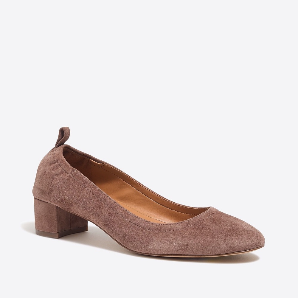 jcrew anya suede pumps size 6.5 leather work heel